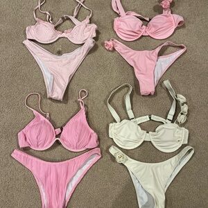 4 Pink and Cream Bikini Bundle Set